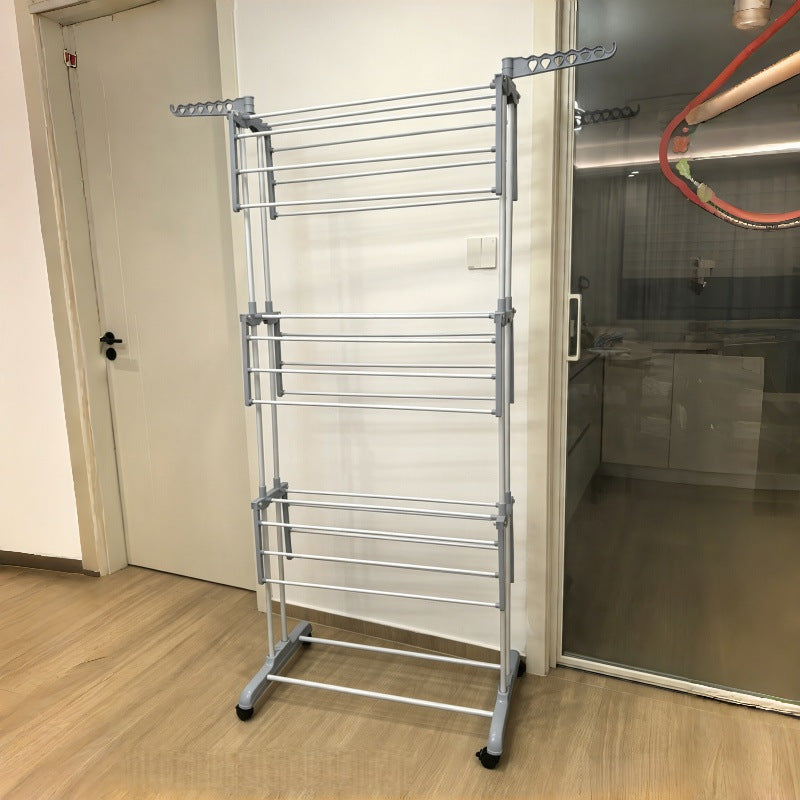 New Folding Laundry Drying Rack, Freestanding Cross-Border New Model Wing-Type Multi-Functional Storage Rack, Mobile Folding Multi-Layer Garment Hanger