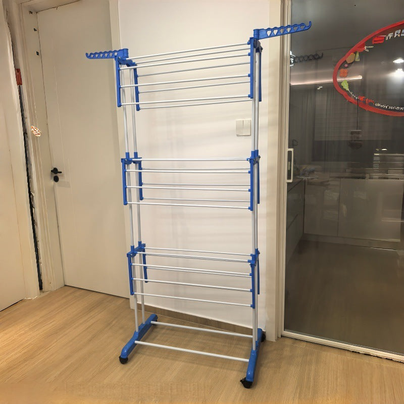 New Folding Laundry Drying Rack, Freestanding Cross-Border New Model Wing-Type Multi-Functional Storage Rack, Mobile Folding Multi-Layer Garment Hanger