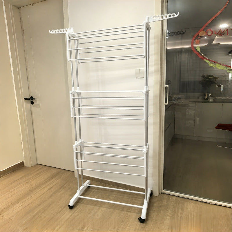 New Folding Laundry Drying Rack, Freestanding Cross-Border New Model Wing-Type Multi-Functional Storage Rack, Mobile Folding Multi-Layer Garment Hanger