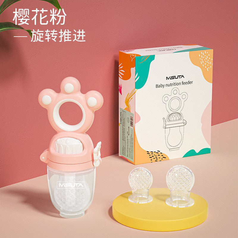 Misuta Fruit and Vegetable Baby Bite Bag Baby Eating Fruit Food Supplement Pacifier Molar Kidsren's Teether Rotating Push