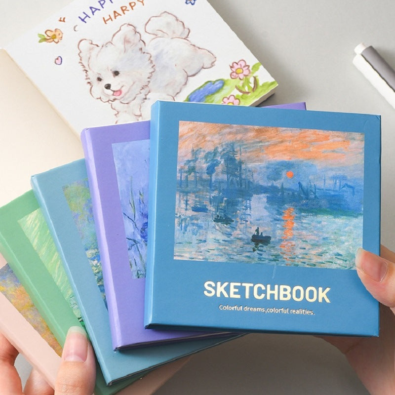Mini Painting Book, Oil Painting Square Small Painting Book, Portable Blank Simple Drawing Book, Sketch Hand-Painted Drawing Book, Sketch Book