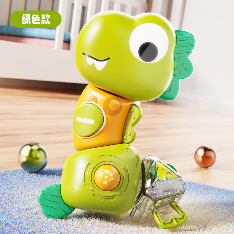 New Dinosaur Twist-And-Turn Baby Soothing Rattle Toy, Chewable, Light-Emitting, Sound-Making, Early Education and Intelligence Training for Babies