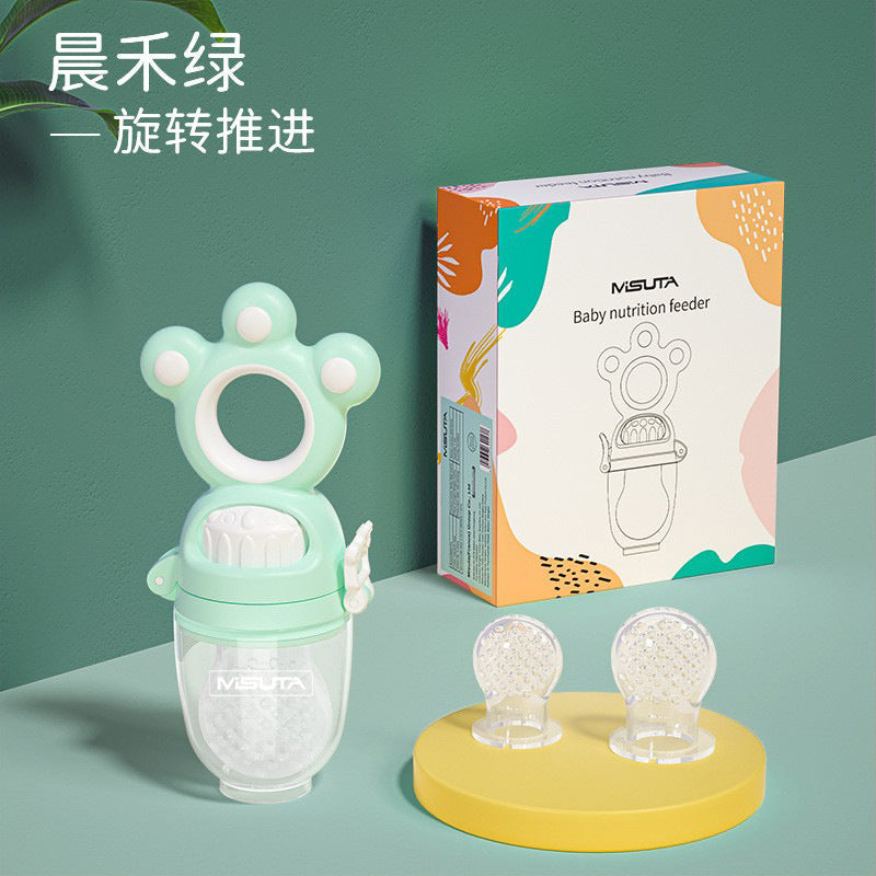 Misuta Fruit and Vegetable Baby Bite Bag Baby Eating Fruit Food Supplement Pacifier Molar Kidsren's Teether Rotating Push