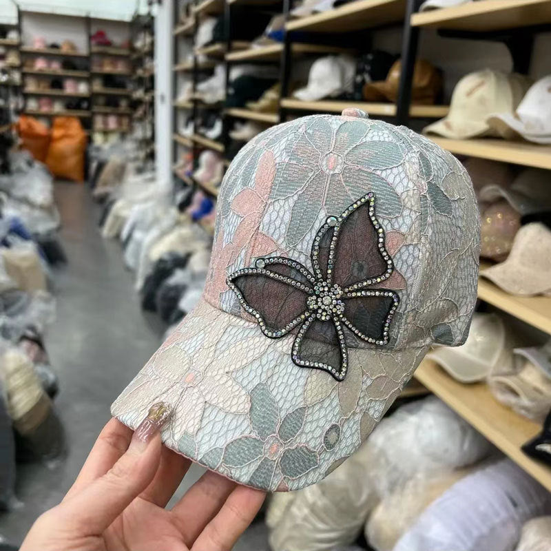 New Small Floral Splicing Lace Breathable Large Brim Mesh Cap Summer Casual Popular Peaked Cap Sunshade Baseball Cap