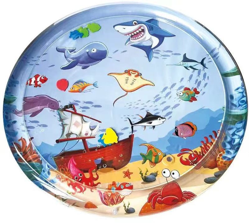 New Ocean Fish Baby Round Inflatable Kids Crawling Water Mat – Super Large “Patty Pat” Play Toy Ice Pad