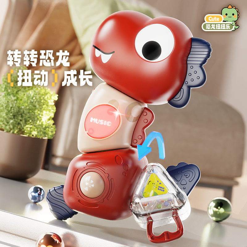 New Dinosaur Twist-And-Turn Baby Soothing Rattle Toy, Chewable, Light-Emitting, Sound-Making, Early Education and Intelligence Training for Babies