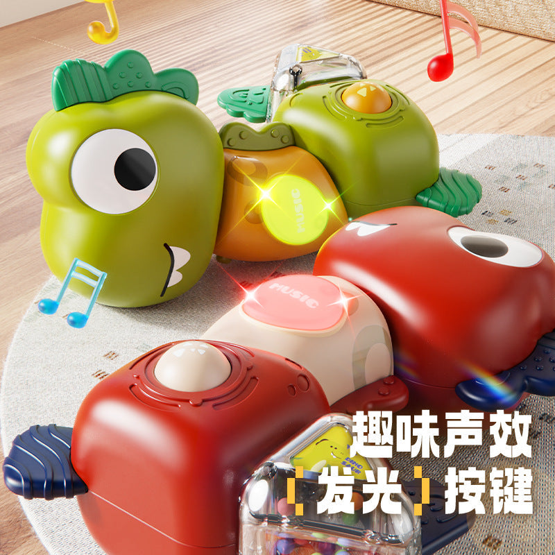 New Dinosaur Twist-And-Turn Baby Soothing Rattle Toy, Chewable, Light-Emitting, Sound-Making, Early Education and Intelligence Training for Babies