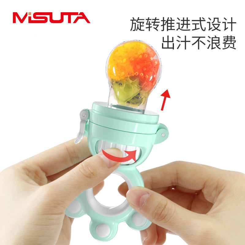 Misuta Fruit and Vegetable Baby Bite Bag Baby Eating Fruit Food Supplement Pacifier Molar Kidsren's Teether Rotating Push
