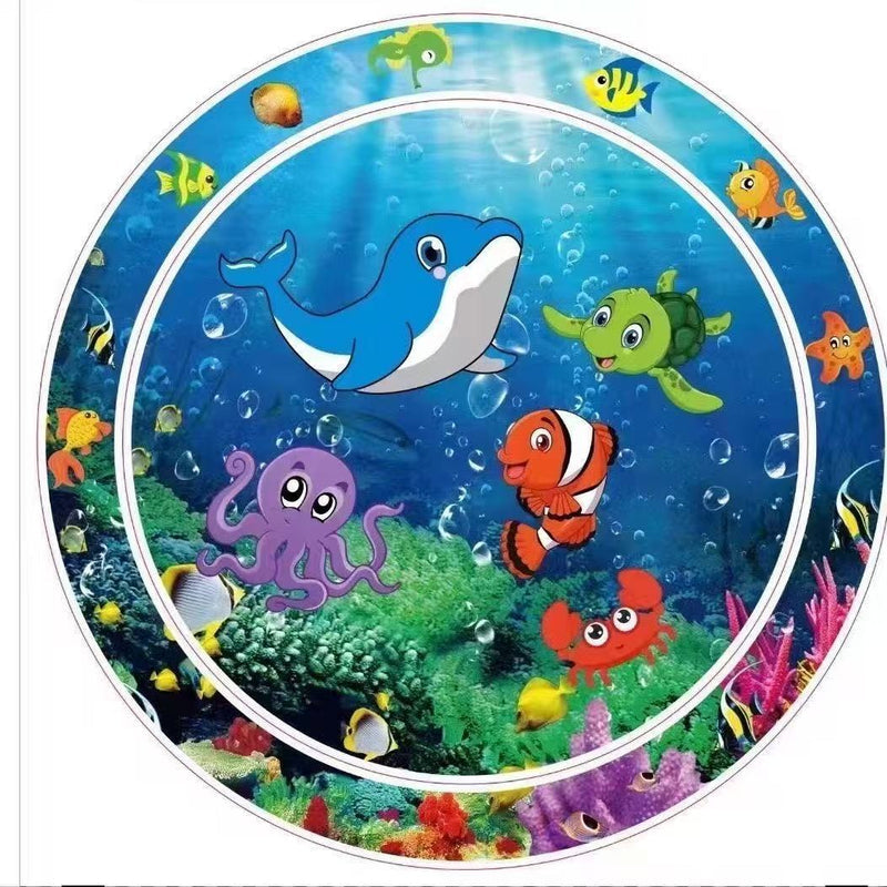 New Ocean Fish Baby Round Inflatable Kids Crawling Water Mat – Super Large “Patty Pat” Play Toy Ice Pad