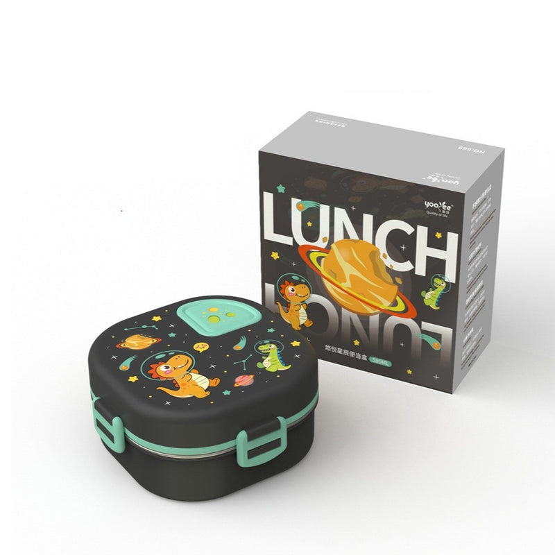 Cross-Border New Cute Student Cartoon Stainless Steel Children's Lunch Box Insulated Lunch Box Double-Layer Lunch Box Three Compartments