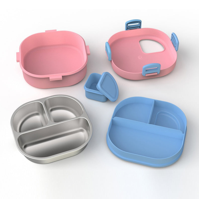 Cross-Border New Cute Student Cartoon Stainless Steel Children's Lunch Box Insulated Lunch Box Double-Layer Lunch Box Three Compartments