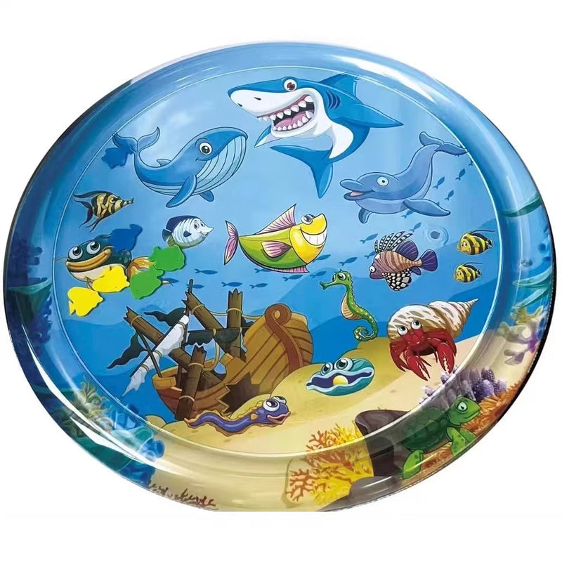 New Ocean Fish Baby Round Inflatable Kids Crawling Water Mat – Super Large “Patty Pat” Play Toy Ice Pad