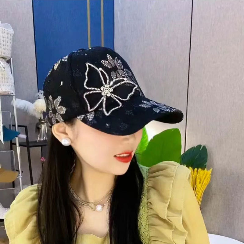 New Small Floral Splicing Lace Breathable Large Brim Mesh Cap Summer Casual Popular Peaked Cap Sunshade Baseball Cap