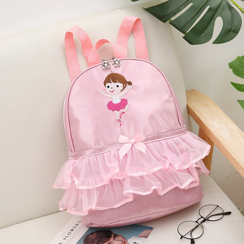 Kids Dance Bag Lace Mesh Waterproof Backpack, Double Shoulder Dance Bag for Dancing, Latin, Yoga, Training Classes—Customizable Logo Printing