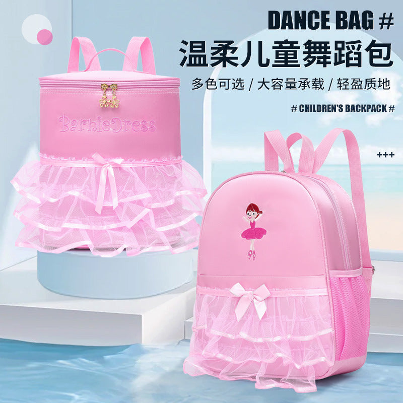 Kids Dance Bag Lace Mesh Waterproof Backpack, Double Shoulder Dance Bag for Dancing, Latin, Yoga, Training Classes—Customizable Logo Printing
