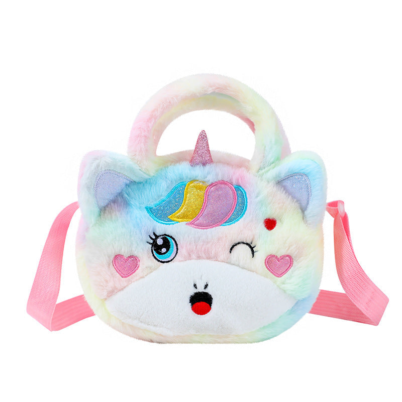 In-Stock Plush Unicorn Crossbody Bag, Single-Shoulder Cosmetic Pouch, Phone & Coin Organizer, Cute Women’s Sling Bag