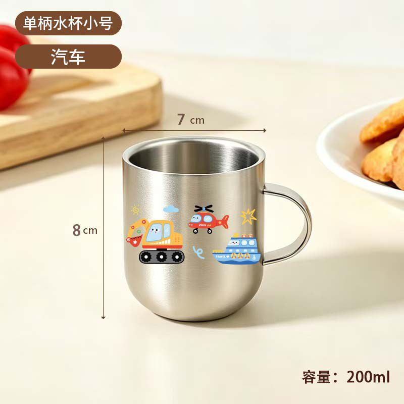 Children's Water Cup 304 Stainless Steel Household Baby Drinking Cup Kindergarten Anti-Fall Milk Cup with Scale