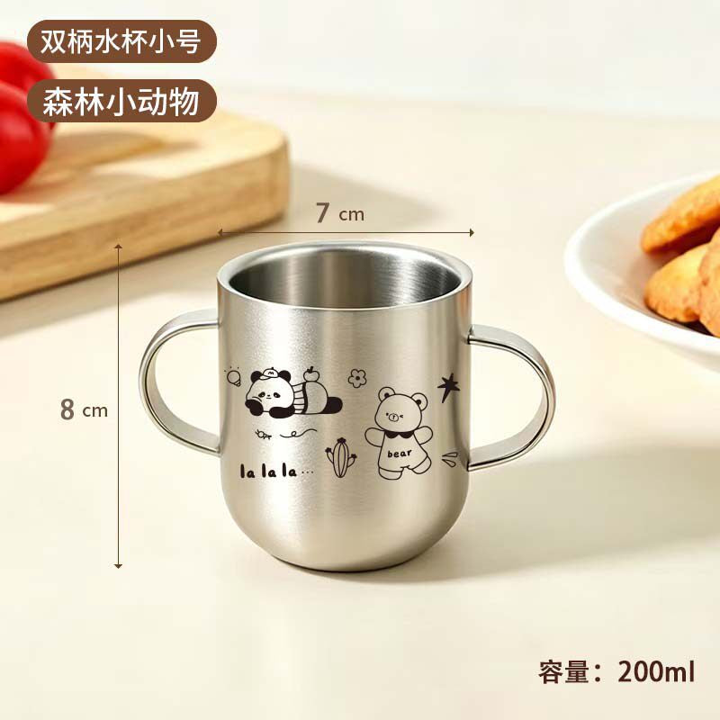 Children's Water Cup 304 Stainless Steel Household Baby Drinking Cup Kindergarten Anti-Fall Milk Cup with Scale