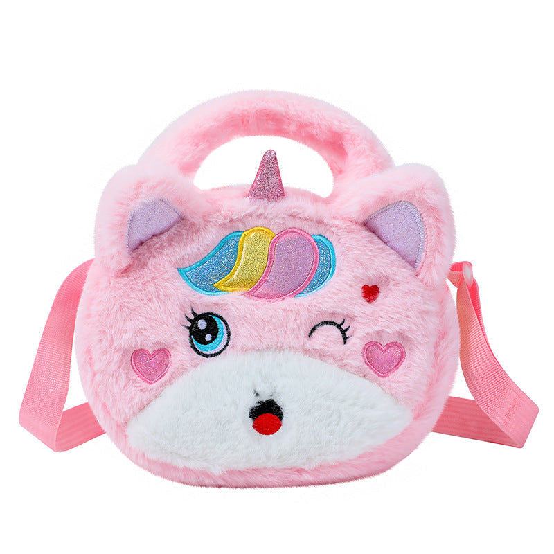 In-Stock Plush Unicorn Crossbody Bag, Single-Shoulder Cosmetic Pouch, Phone & Coin Organizer, Cute Women’s Sling Bag