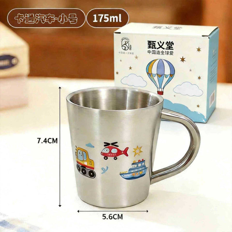 Children's Water Cup 304 Stainless Steel Household Baby Drinking Cup Kindergarten Anti-Fall Milk Cup with Scale