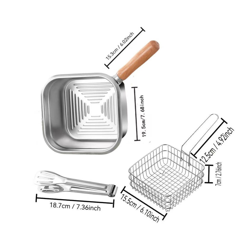 Cross-Border Stainless Steel Square Frying Pan, Multi-Functional Portable Storage Outdoor Pot, Household Storage and Preservation Box