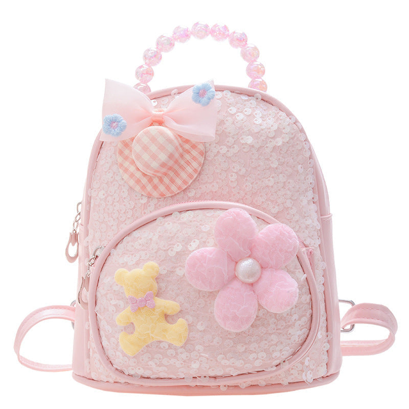New Sequin Kids Princess Pearl Accessories Backpack Shoulder Bag, Cute Casual School Bag for Kindergarten