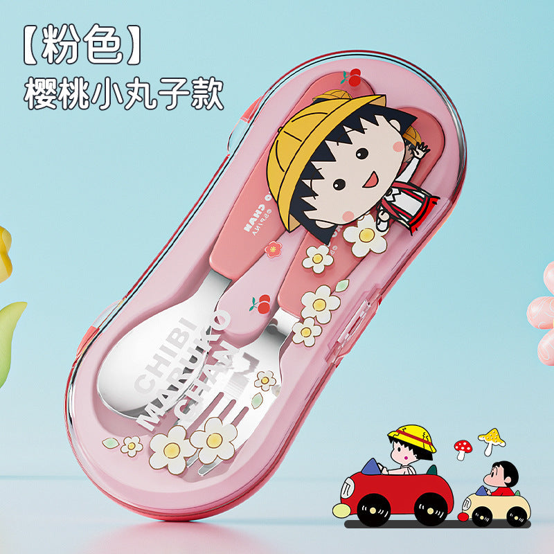 304 Stainless Steel Genuine Chibi Maruko-Chan Instant Noodle Bowl Student Dormitory Cartoon Large Round Instant Noodle Cup with Lid
