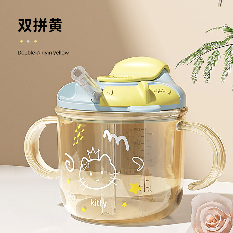 Direct Sale from the Manufacturer: Children's Milk Cup, Household Soy Milk Cup, Drinking Straw, Milk Cup with Scale, Pp Material, Three-In-One Use