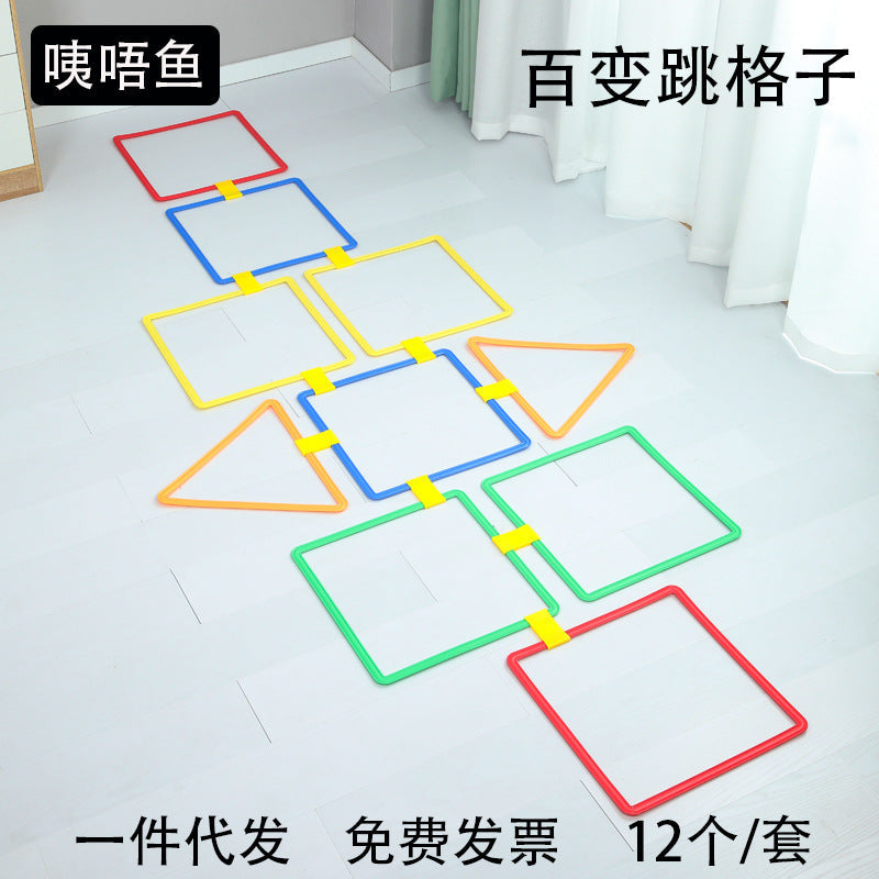 Kindergarten Kidsren's Hopscotch Plaid Circle Sensory Training Equipment Outdoor Toys Sports Home Puzzle