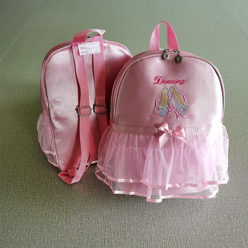 Kids Dance Bag Lace Mesh Waterproof Backpack, Double Shoulder Dance Bag for Dancing, Latin, Yoga, Training Classes—Customizable Logo Printing