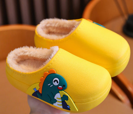 Children's Winter Cartoon Cute Warm Waterproof Non Slip Cotton Slippers