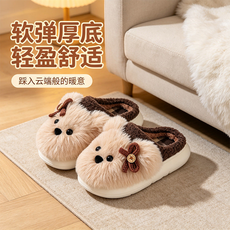 Kids cotton slippers girlscute puppy autumn winterindoorthick solenon-slip cartoonheattech boys' furry slippers