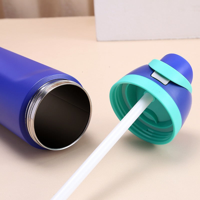 Cross-Border Fruit Cup Owala Style Thermos Cup Large Capacity Double-Layer Vacuum Sports Water Bottle Outdoor Handle Water Bottle