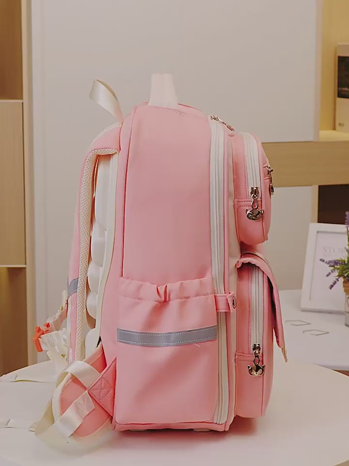 Seven-Star Fox Lighter Load Posture-Relief Orthopedic Backpack for Primary School, 3-6 Years (Multiple Modules Massage Back Pad) Kids’ Double-Shoulder Backpack