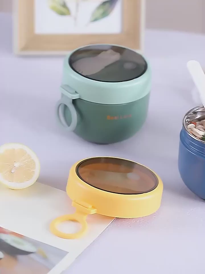 304 Stainless Steel Large-Capacity Insulated Oatmeal Cup with Lid, Portable Porridge Cup for Students and Office Workers, Trendy Design