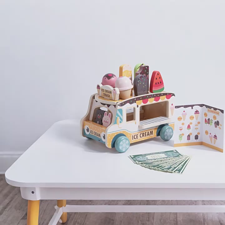 Cross-Border Children's Pretend Ice Cream Shop Toy Cart, Ice Cream Kitchen Cart, Wooden Toy