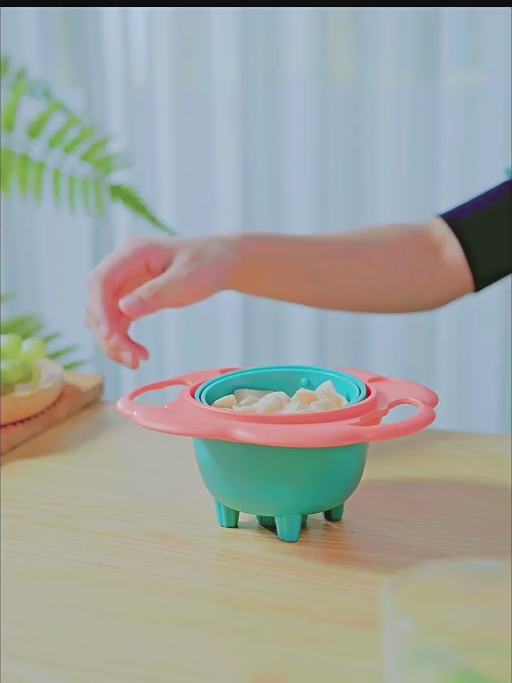 Kids Feeding Bowl Set 360° Rotating Non-Tip Feeding Bowl for Babies, Anti-Tip Balance Bowl, Heat-Resistant and Drop-Resistant