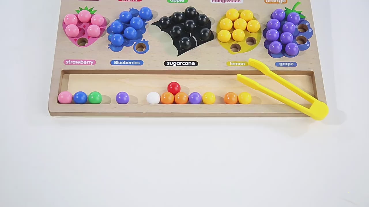 Montessori Wooden Fun Fruit Classification Matching Clip Jewelry Color Recognition Fine Hand Movement Educational Toy