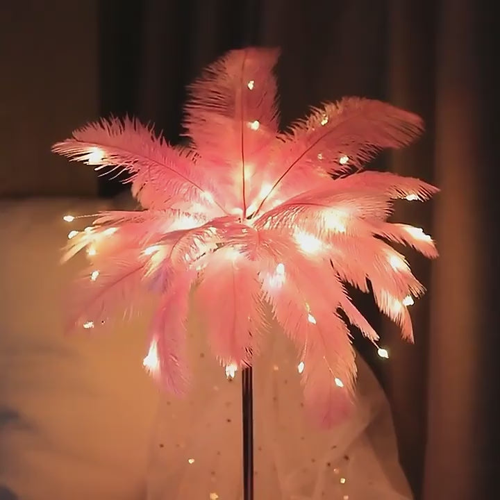Net red light feather light table night light girl live atmosphere light bedroom room decoration light romantic birthday light