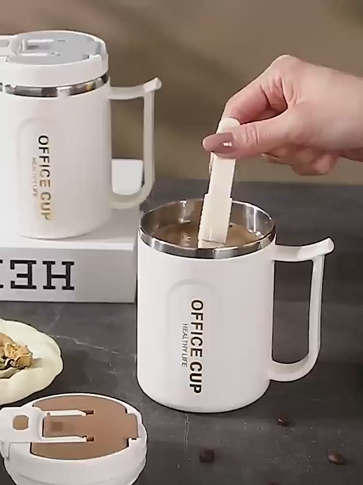 New 304 stainless steel coffee cup office mug cross-border cup men's and women's Tea cup with lid Milk cup